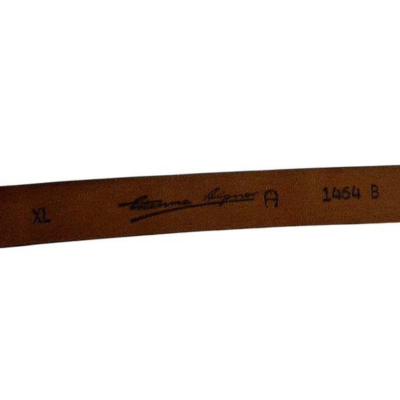 Rare Genuine ETIENNE AIGNER Burgundy Leather Logo Belt For Unisex Size XL 34 main image 6